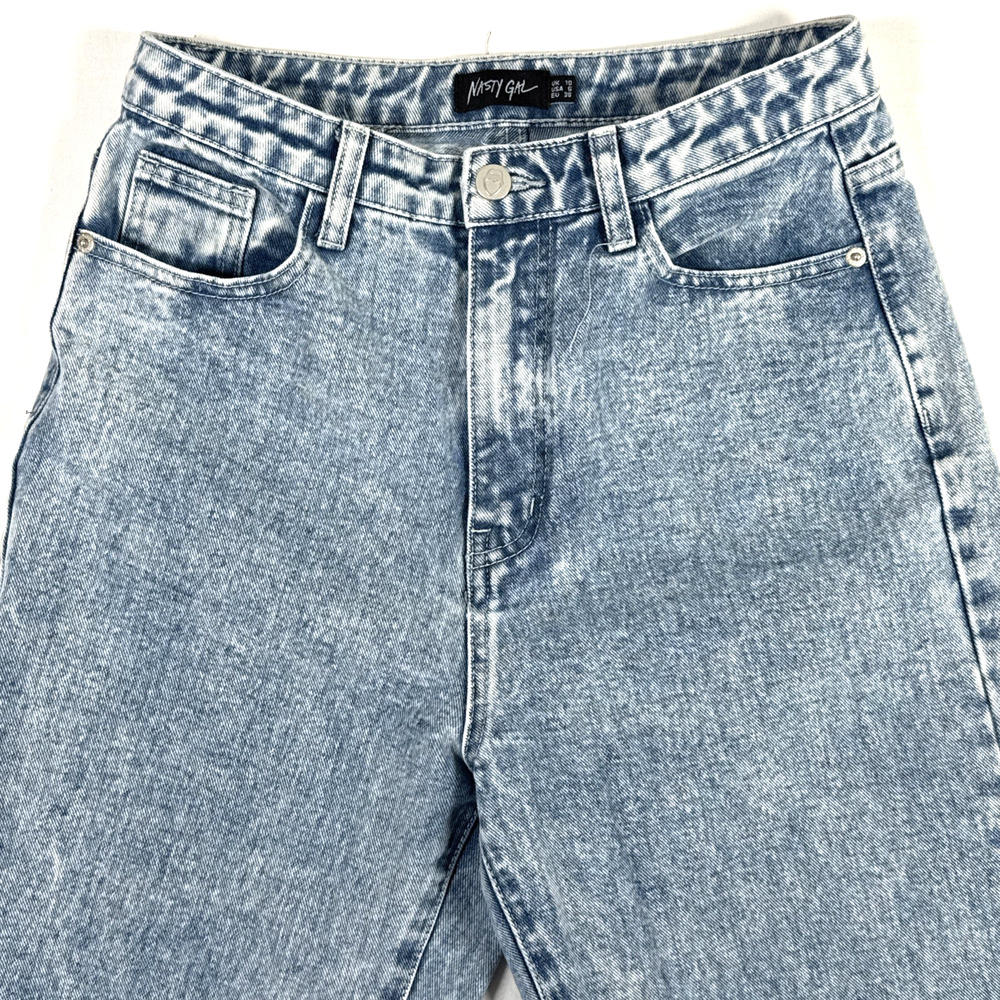 Nasty Gal Womens Jeans Size 6 Blue Straight Light Wash‎ Split Hem